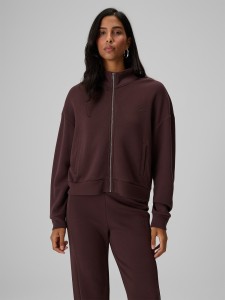 4F Bluza dresowa loose bez kaptura damska - brązowa XS