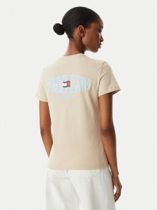 Tommy Jeans T-Shirt Wavy Flag DW0DW22274 Beżowy jasny Regular Fit