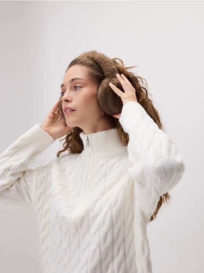 Nauszniki ze sztucznego futerka - brązowy