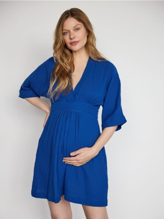 Muślinowa sukienka mini - niebieski