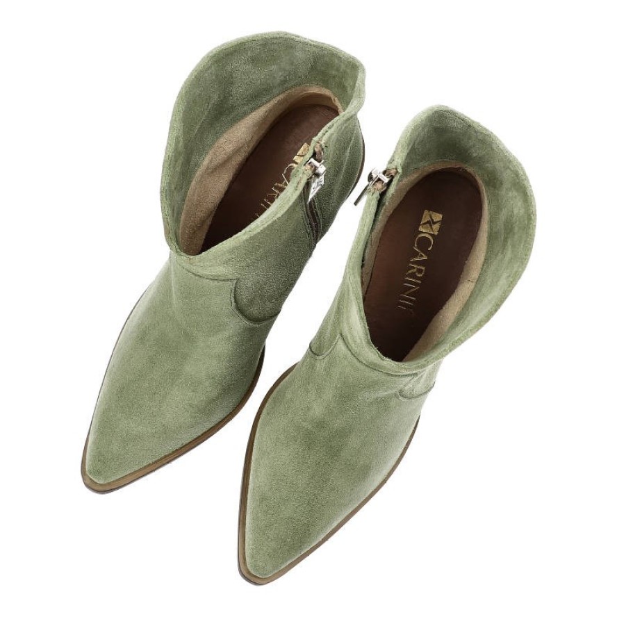 Zielone Botki Carinii Kowbojki Na Obcasie