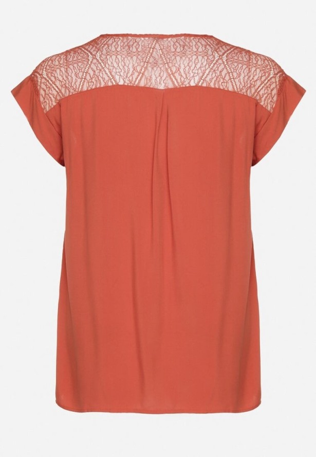 Beżowa Bluzka z Wiskozy z Przezroczystymi Wstawkami Zelauri