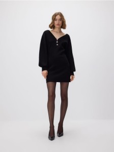 Dzianinowa sukienka mini - czarny