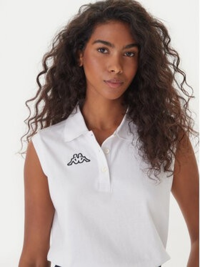 Kappa Polo Logo Tennis 302LR20 Biały Slim Fit