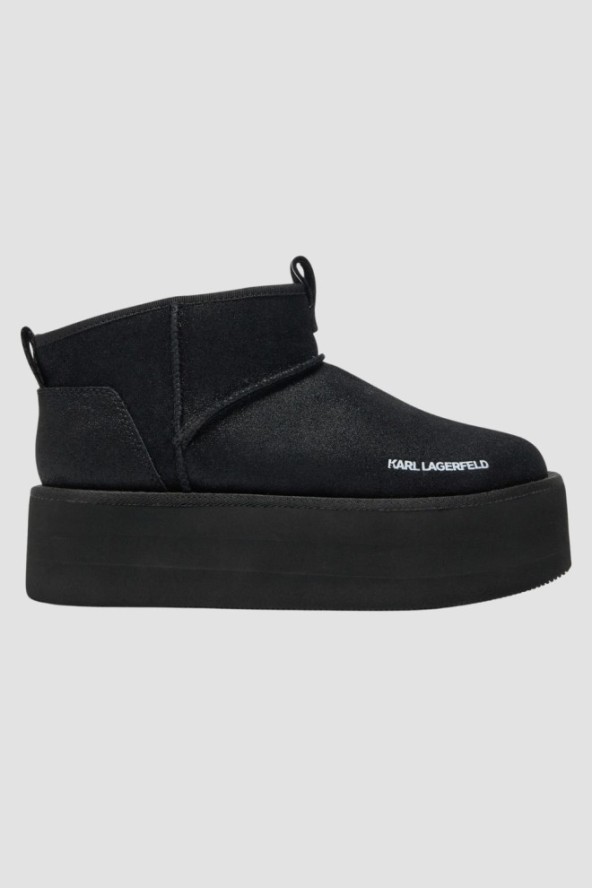 KARL LAGERFELD Czarne botki zamszowe THERMO Lo Slip On Boot, Rozmiar 39