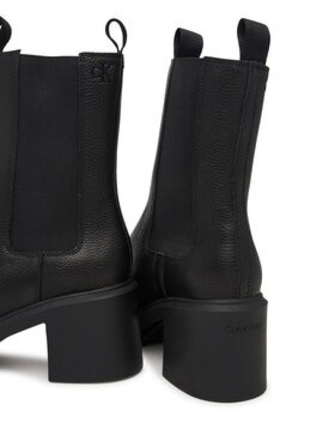 Calvin Klein Botki Block Heel Chelsea Boot Lth HW0HW03694 Czarny