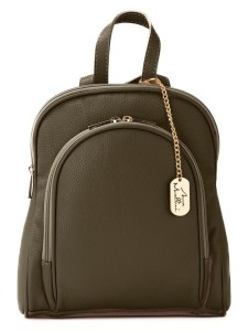 Anna Morellini Skórzany plecak "Breta" w kolorze khaki - 24 x 12 x 30 cm rozmiar: onesize