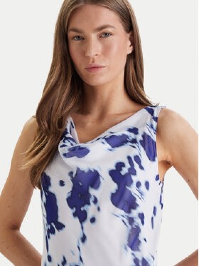 Calvin Klein Sukienka wieczorowa Printed Chiffon Sl Cowl LV044F029G Biały Regular Fit