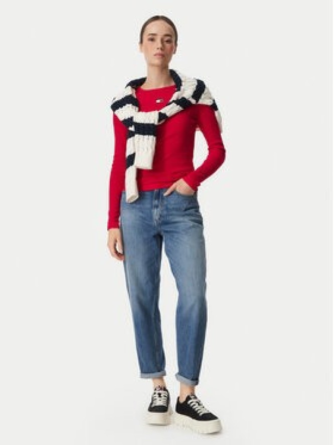 Tommy Jeans Bluzka DW0DW20178 Czerwony Slim Fit