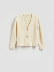 Wełniany kardigan - jasnożółty