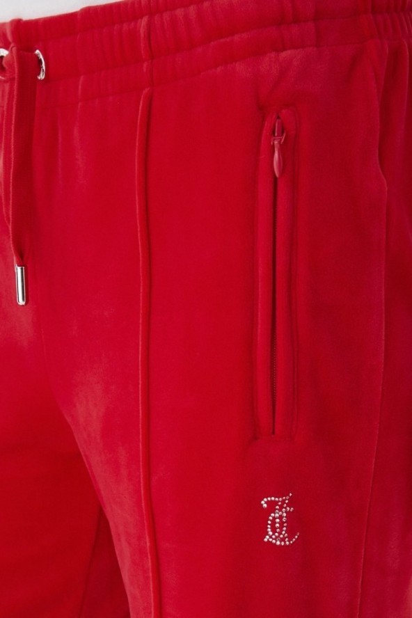JUICY COUTURE Czerwone spodnie dresowe damskie z cyrkoniami Tina, Rozmiar XS