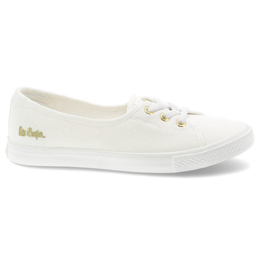 Trampki damskie Lee Cooper, cholewka z materiału tekstylnego elastyczne sznurówki na płaskiej podeszwie, białe, LCW-26-02-4043L SVL-395