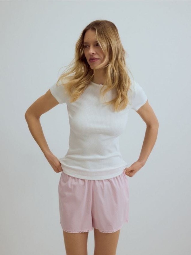 T-shirt z modalem 2 pack - kremowy