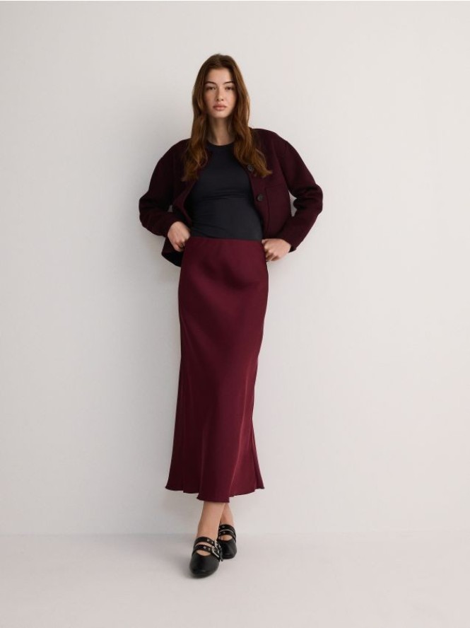 Spódnica midi - bordowy