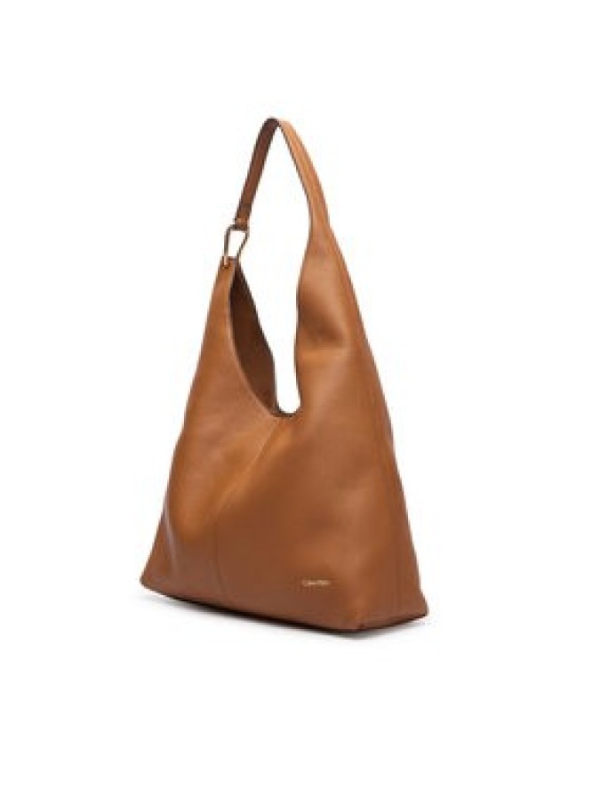 Calvin Klein Torebka Slouchy Leather Md Shoulder Bag LV04F3543G Brązowy jasny