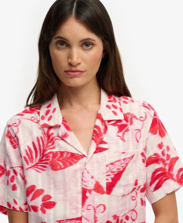 superdry Koszula krótki rękaw Beach z nadrukiem Ikat Floral Czerwony – Ikat