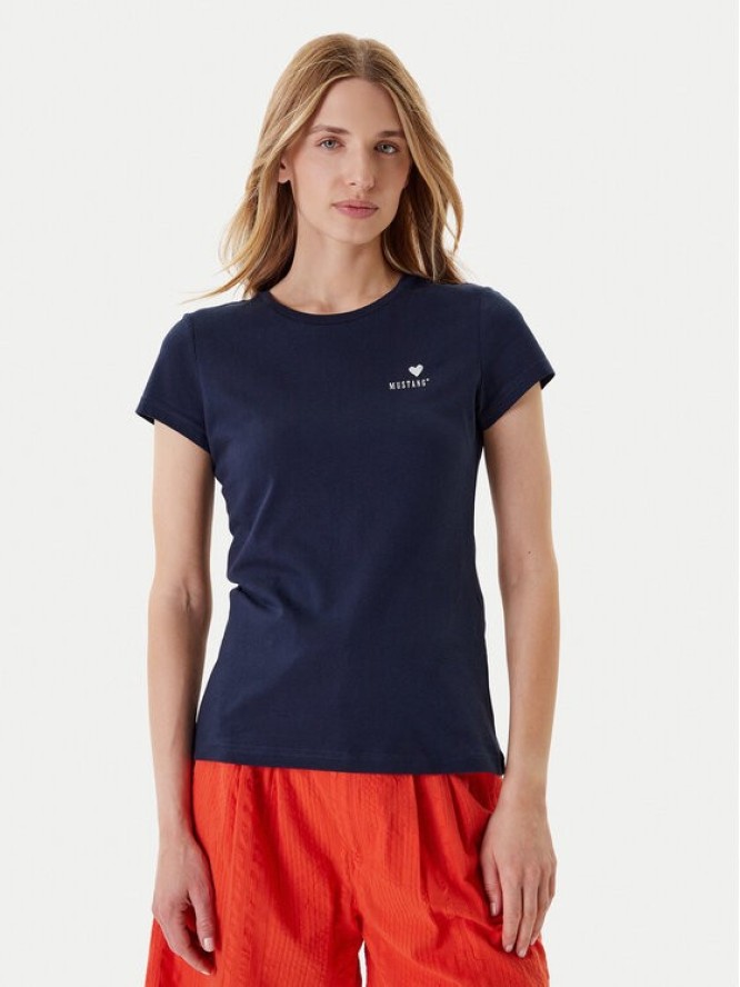 Mustang T-Shirt Loa 1016509 Granatowy Slim Fit