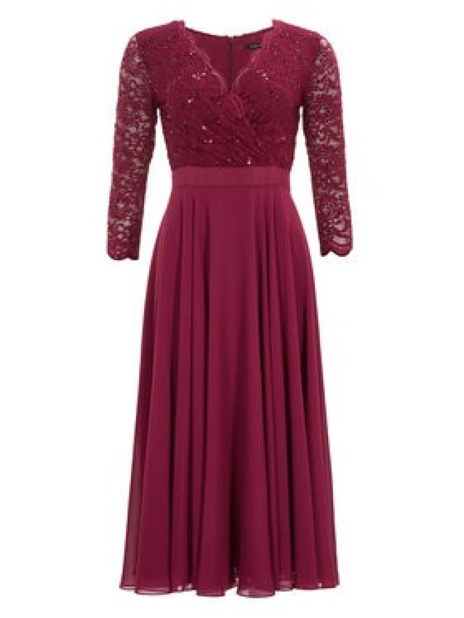 Swing Sukienka koktajlowa 5AE29100 Bordowy Regular Fit