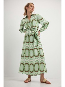 Josephine & Co Sukienka koszulowa "Dahlia" w kolorze zielono-jasnobrązowo-kremowym rozmiar: 40