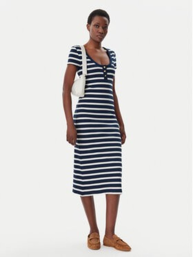 Tommy Hilfiger Sukienka codzienna Henley WW0WW43864 Granatowy Slim Fit