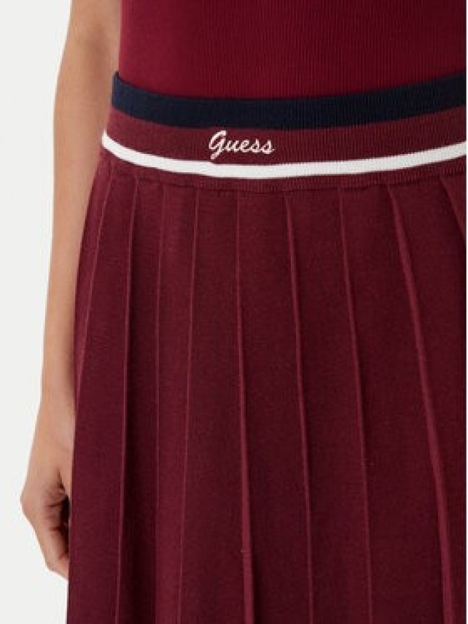 Guess Spódnica plisowana V5BD02 Z1152 Bordowy Regular Fit
