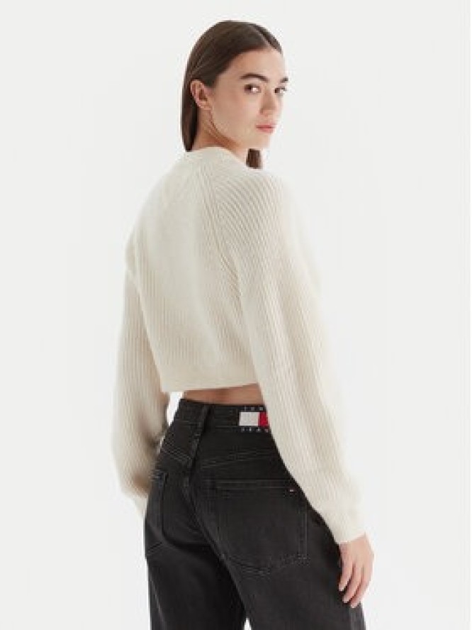 Tommy Jeans Sweter Badge DW0DW21677 Écru Regular Fit