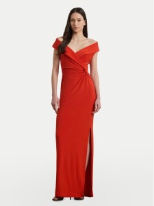 LAUREN RALPH LAUREN Sukienka wieczorowa 253863940024 Pomarańczowy Slim Fit