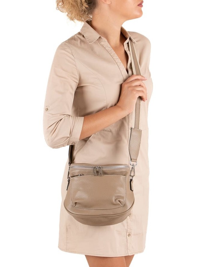 Lucca Baldi Skórzana torebka "Favara" w kolorze szarobrązowym - 24 x 19 x 7 cm rozmiar: onesize