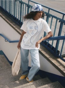 Bawełniany T-shirt z haftem - biały