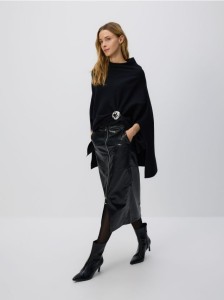 Spódnica midi z suwakiem - czarny