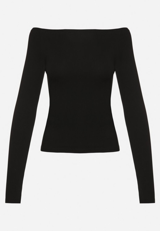 Czarna Bawełniana Bluzka z Otworem na Kciuk Terwiwi