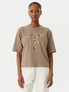 Guess T-Shirt V4YI06 I3Z14 Beżowy Regular Fit