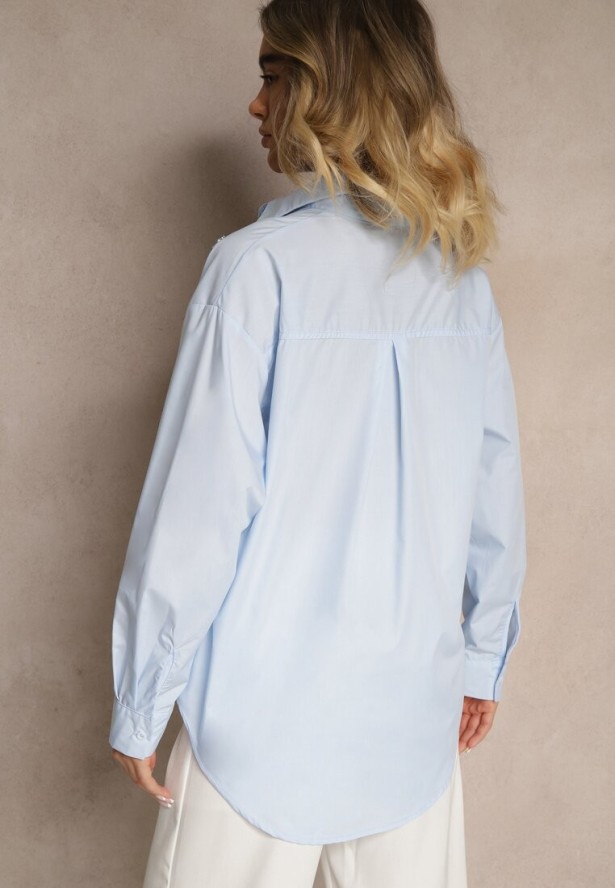 Jasnoniebieska Bawełniana Koszula Z Ozdobnymi Naszywkami Katirina