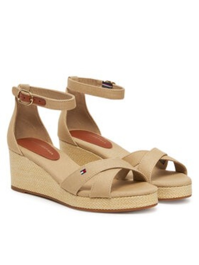 Tommy Hilfiger Espadryle Flag Criss-Cros Mid Wedge Espad FW0FW08481 Beżowy