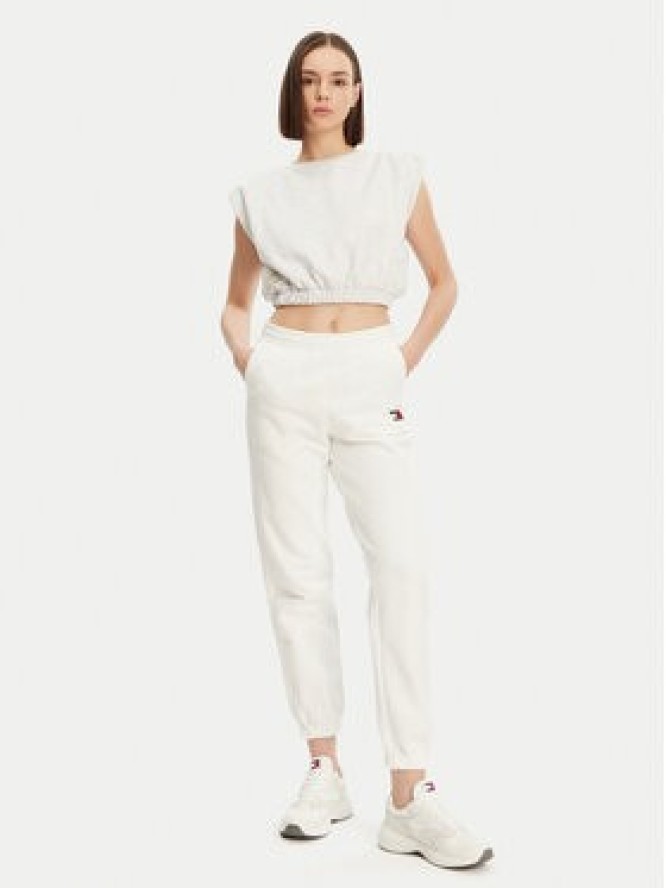 Tommy Jeans Spodnie dresowe Badge DW0DW20679 Écru Regular Fit