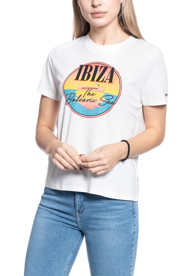 DAMSKA KOSZULKA WRANGLER HIGH RIB REGULAR TEE OFF WHITE W7N9EV737 112131986