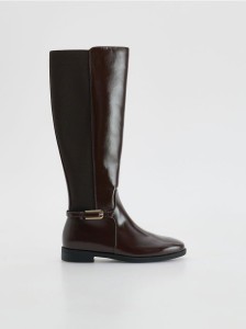 Kozaki z ozdobnym paskiem - mahoniowy