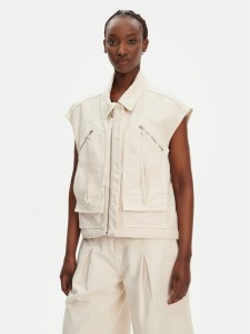PINKO Kamizelka Gerard Gilet 105237 A2M8 Écru Regular Fit