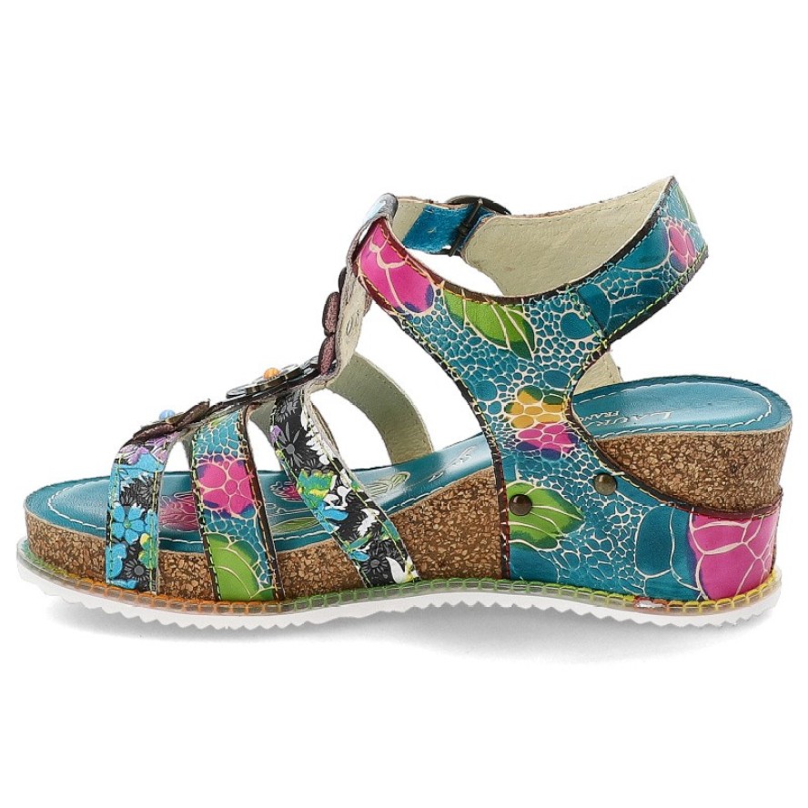 Niebieskie Sandały Laura Vita Eleganckie Obuwie Damskie