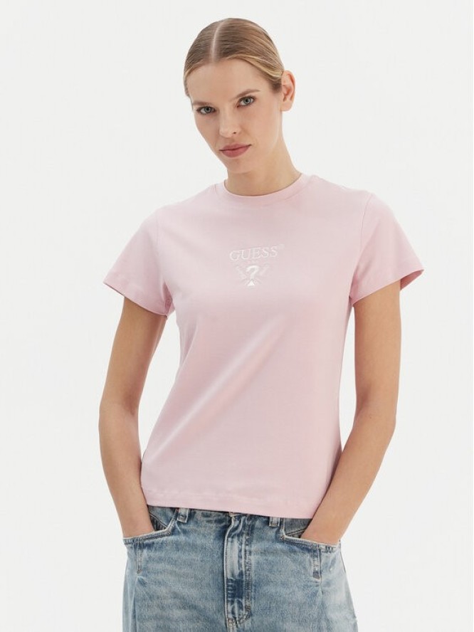 Guess T-Shirt V4YI21 KCDH1 Różowy Regular Fit