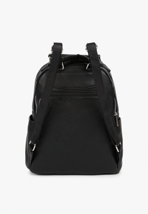 Czarny Trapezowy Plecak z Dwiema Komorami i Rączką Damilora