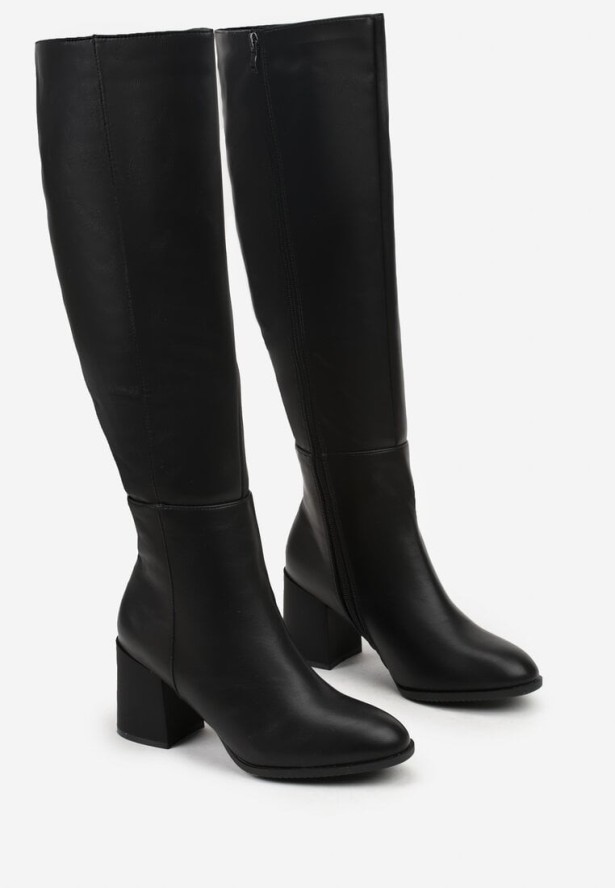 Czarne Kozaki Vices na Słupku z Przeszyciami Codvira