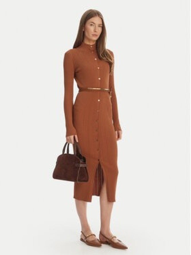 Elisabetta Franchi Sukienka dzianinowa AM-15S-61E2-V490 Brązowy Regular Fit