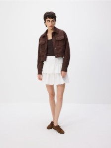 Spódnica mini z falbanami - biały