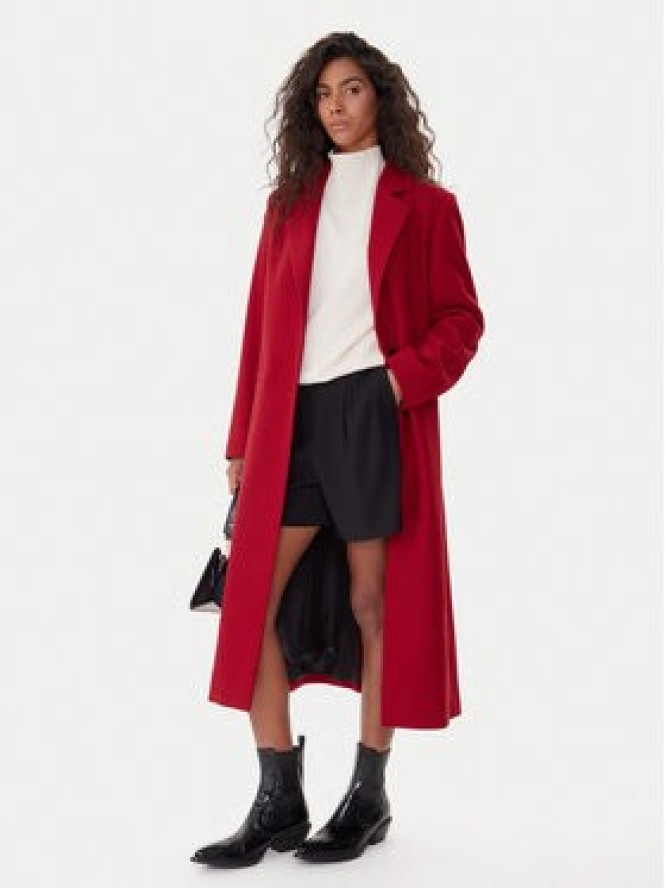 HUGO Płaszcz wełniany Mojeni 50547691 Czerwony Relaxed Fit