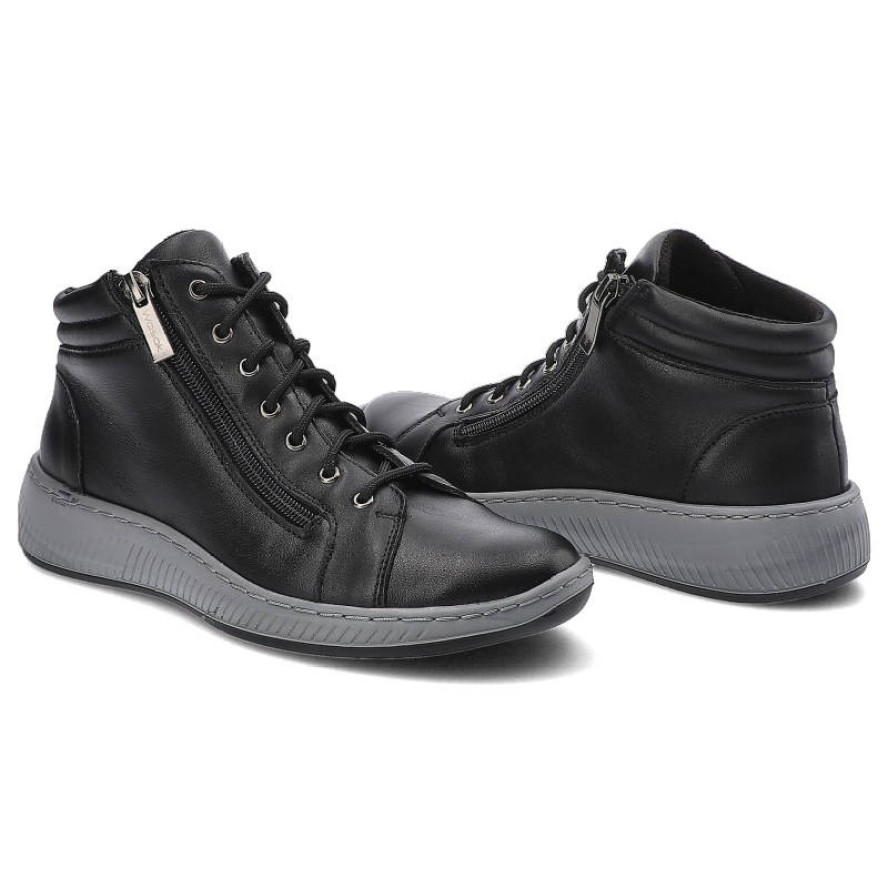 Czarne Botki Wasak Damskie Wygodne Buty