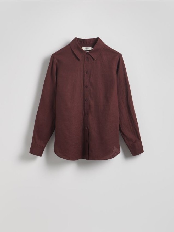 Lniana koszula - ciemnobrązowy