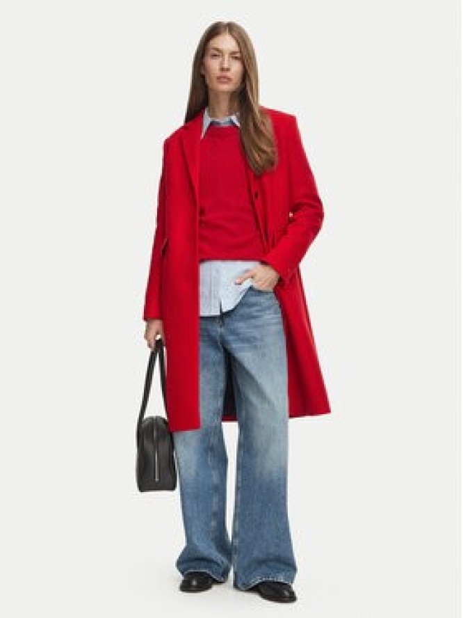 Tommy Hilfiger Płaszcz wełniany Classic WW0WW51106 Czerwony Regular Fit