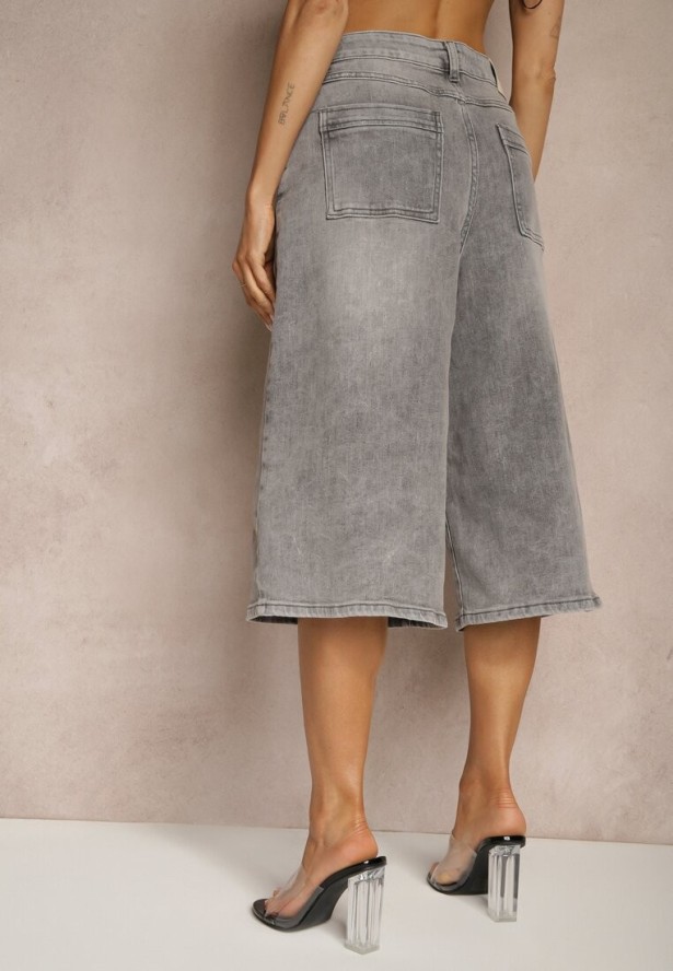 Szare Szorty Jeansowe Bermudy Baggy Talienne