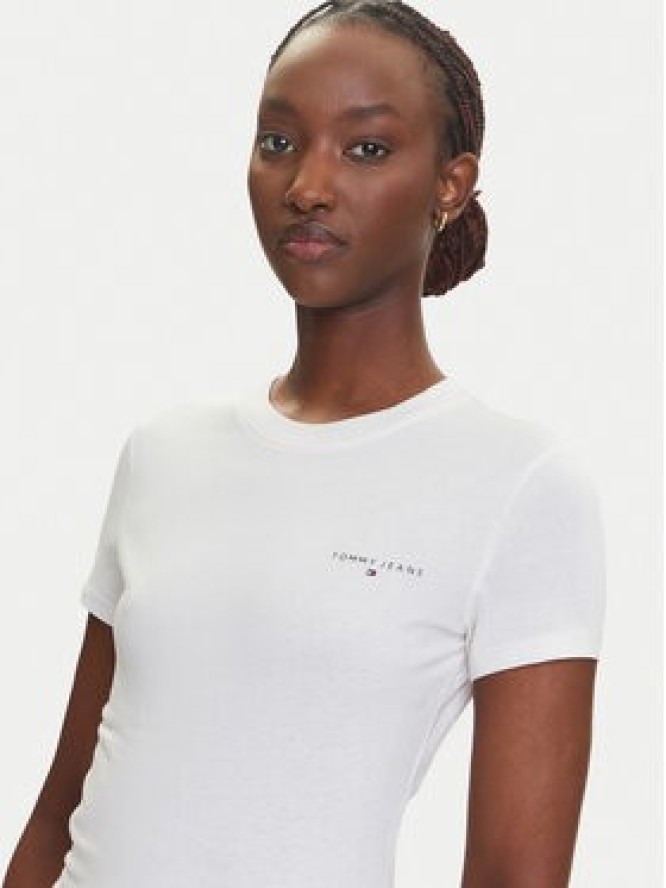 Tommy Jeans T-Shirt Linear DW0DW21164 Écru Slim Fit